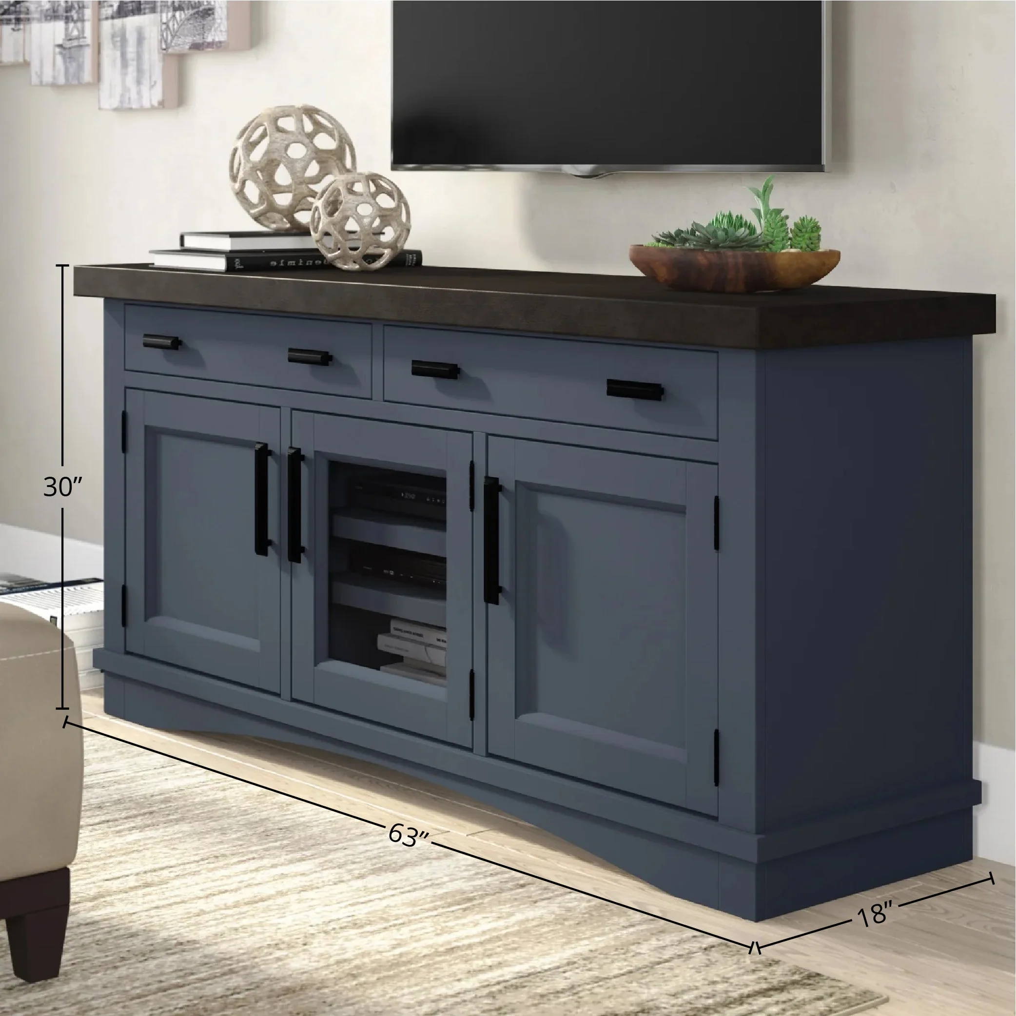 AMERICANA MODERN - DENIM 63" TV Console - Image 3