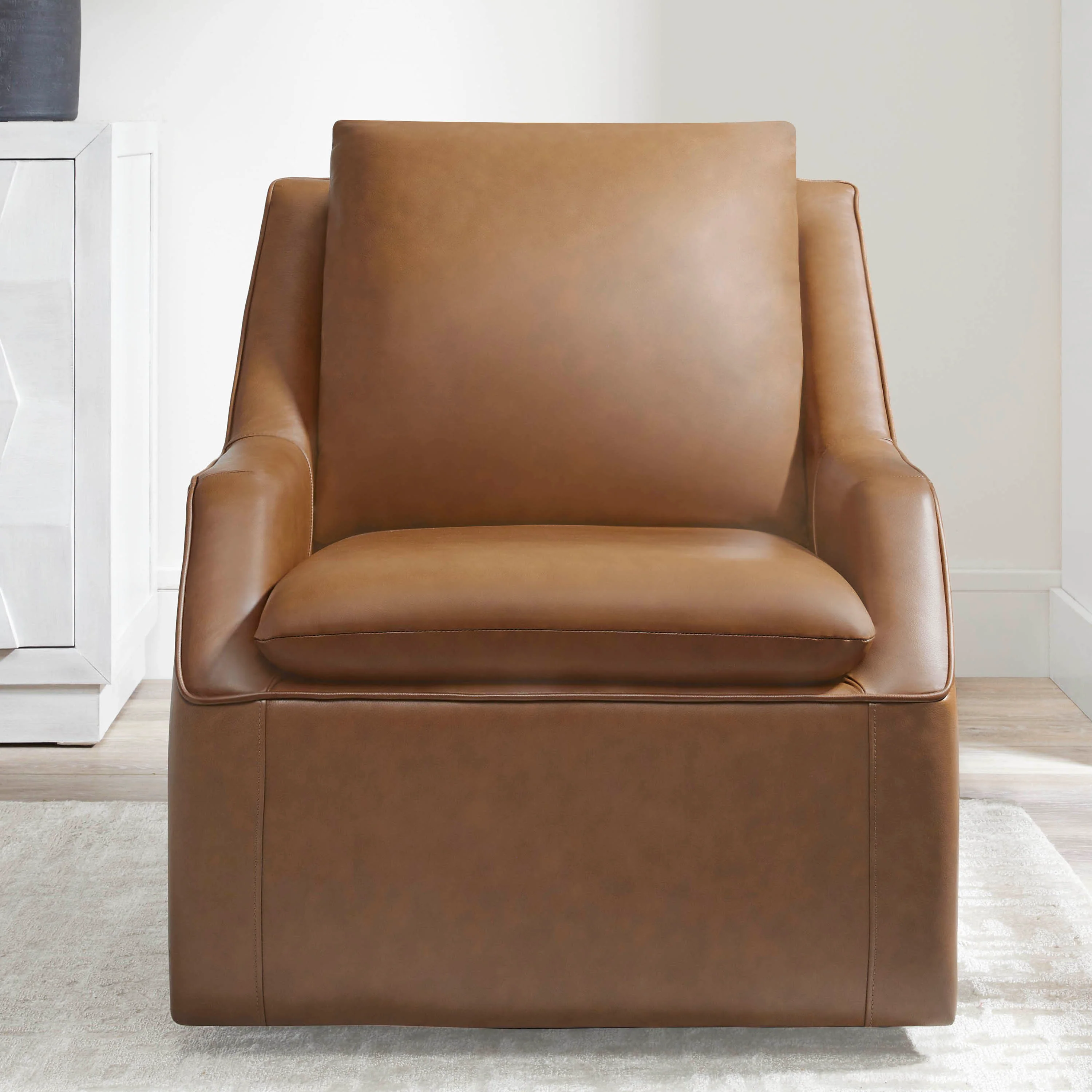 ASHER - STEAMBOAT ECRU 360 Degree Swivel Accent Chair - Image 3