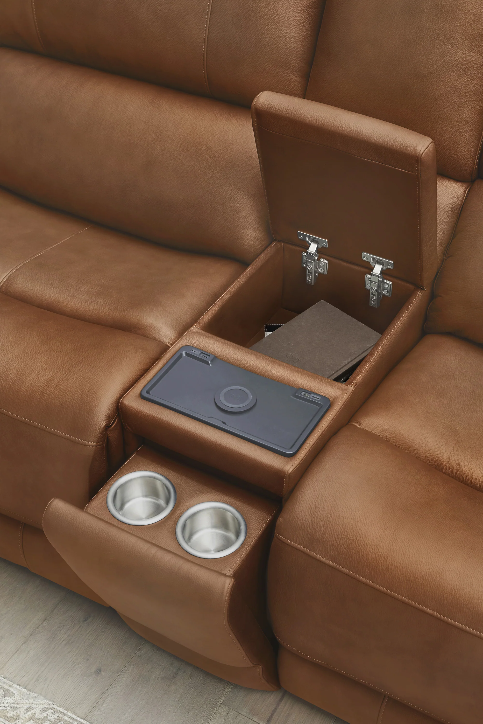 BELMONT - LYRIC CARAMEL Zero-Gravity Power Sofa Group - Image 12