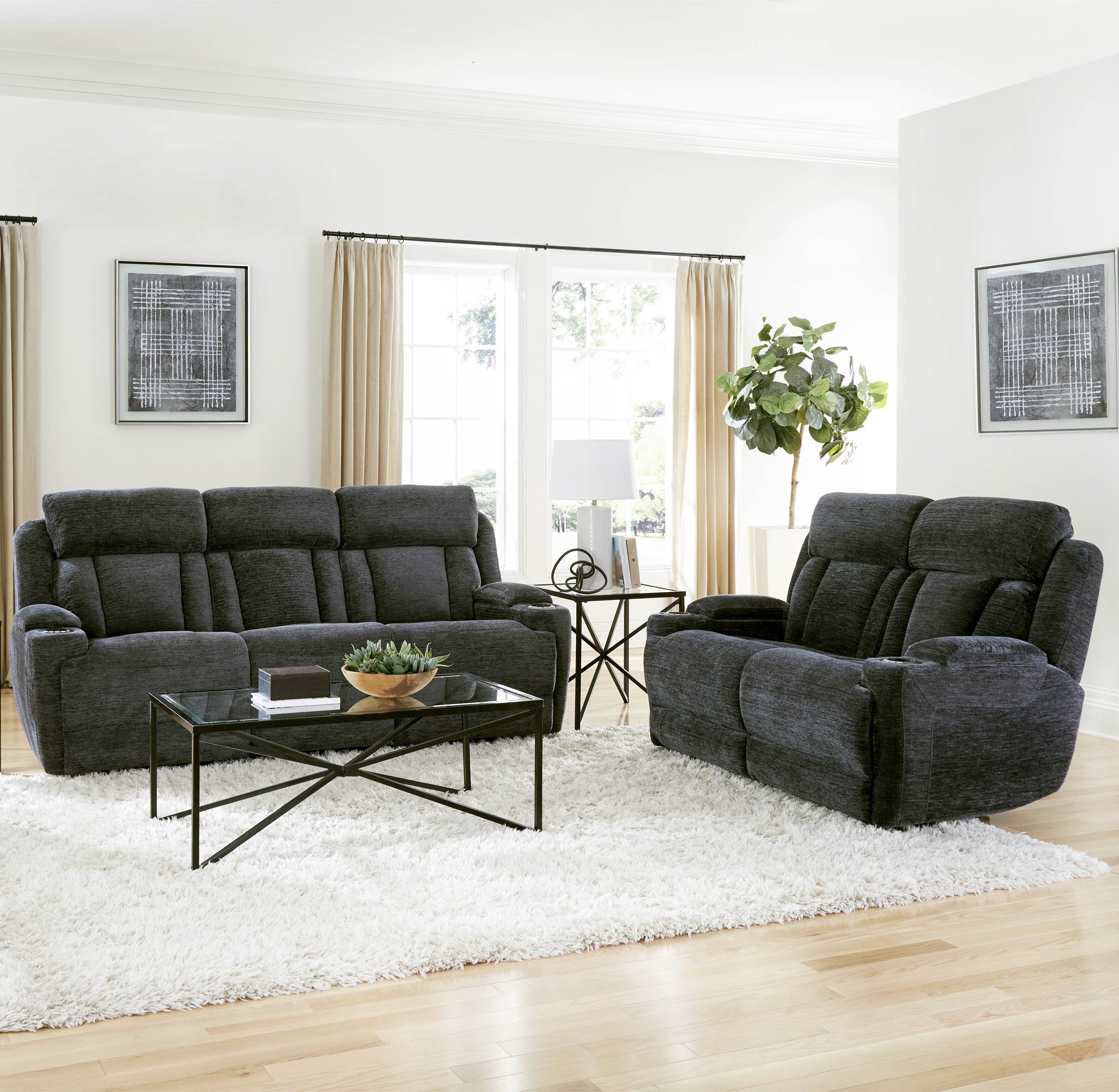 DALTON - LUCKY CHARCOAL Power Loveseat - Image 3