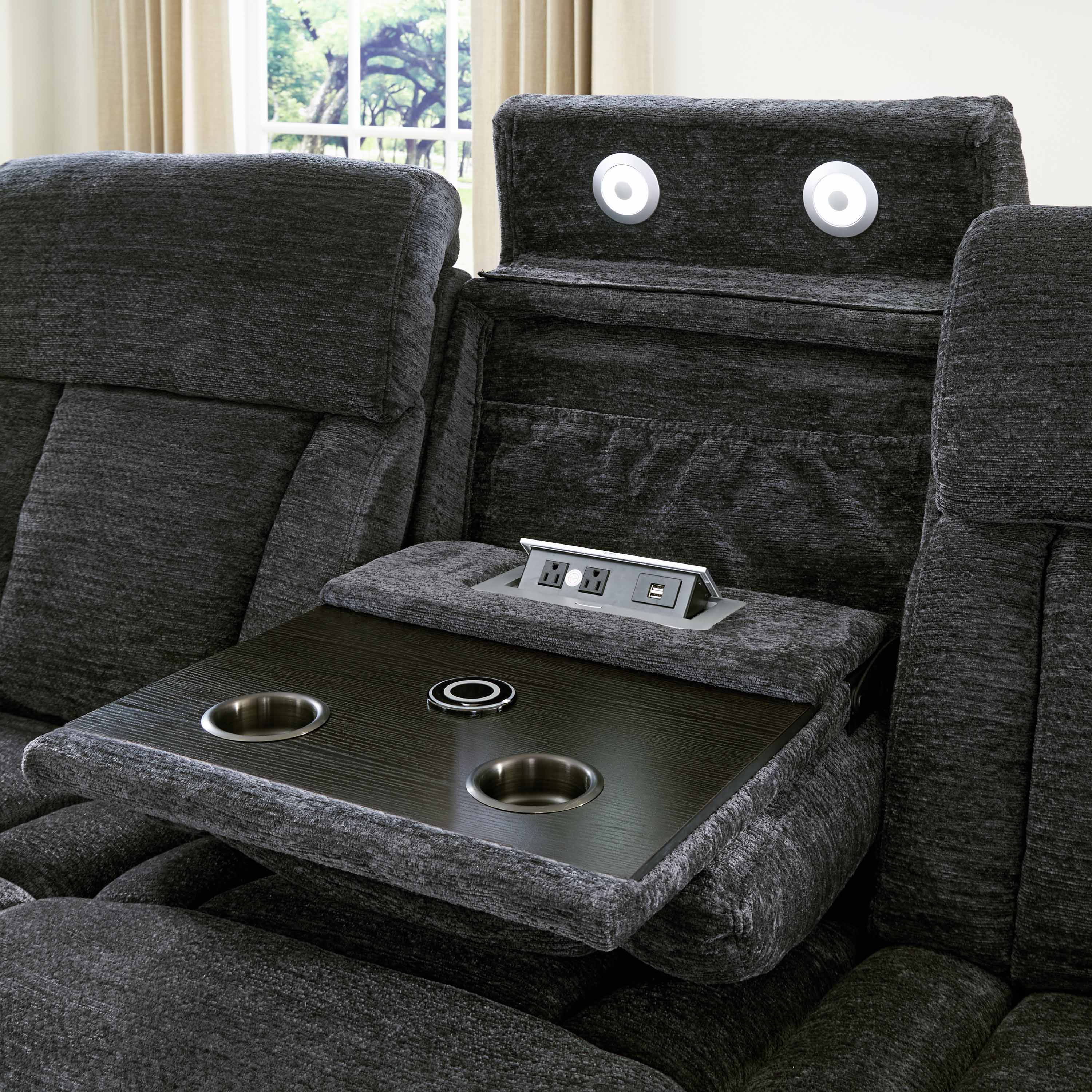 DALTON - LUCKY CHARCOAL Power Sofa - Image 8