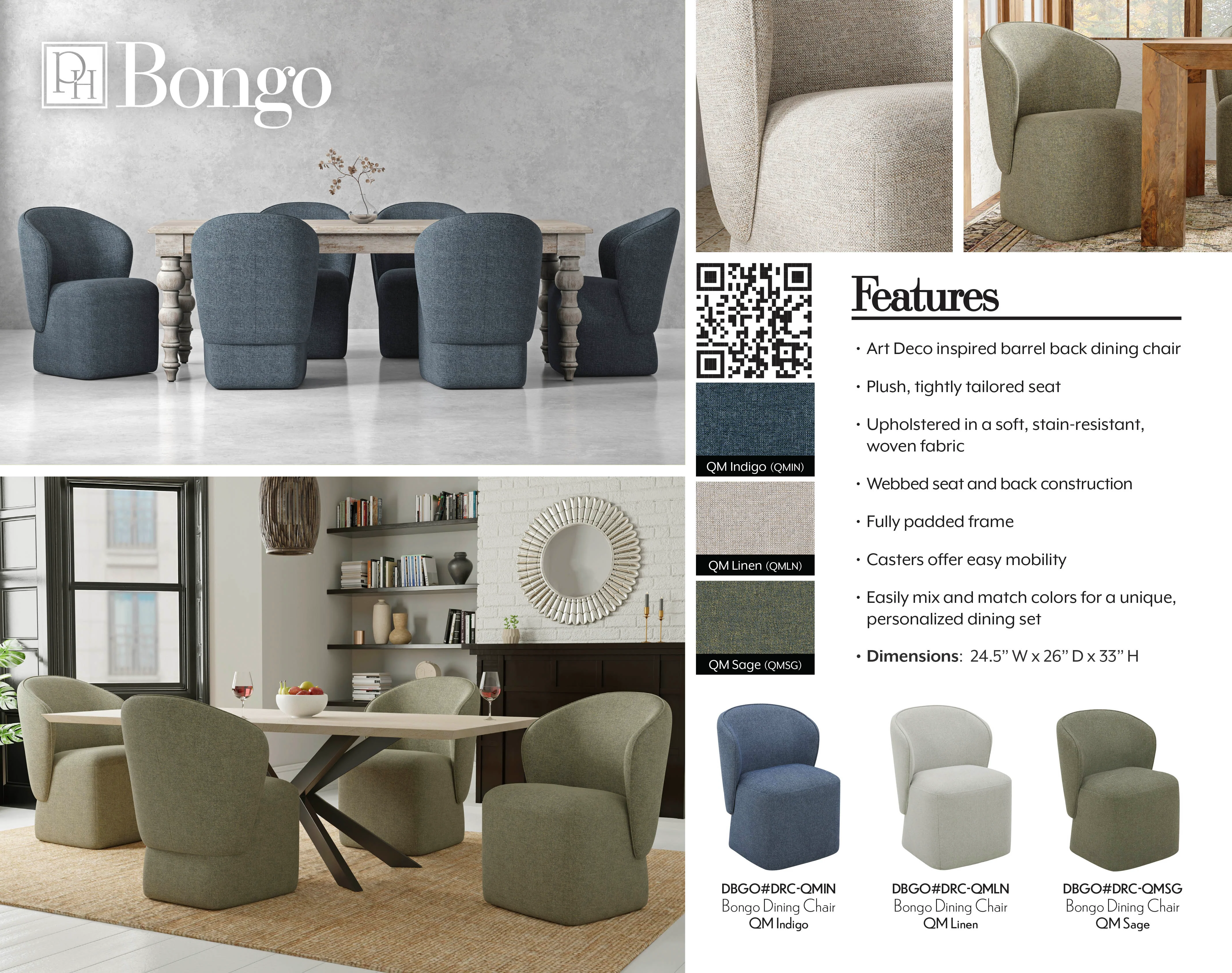 BONGO Quartermaster Sage Dining Chair (2/ctn - Sold in Pairs) - Image 9