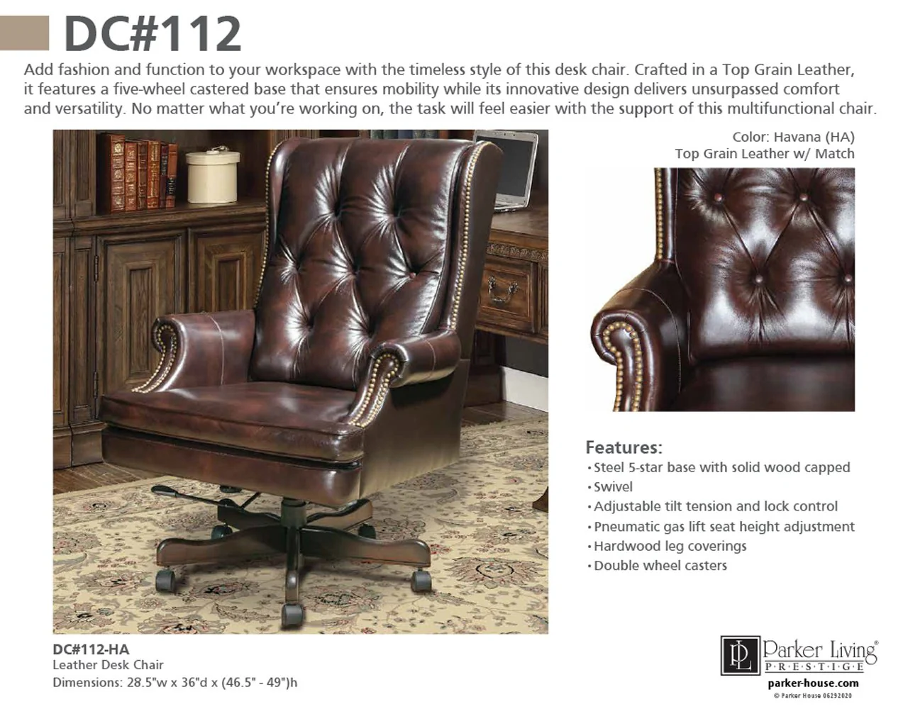 DC#112-HA - HAVANA Leather Desk Chair - Image 7