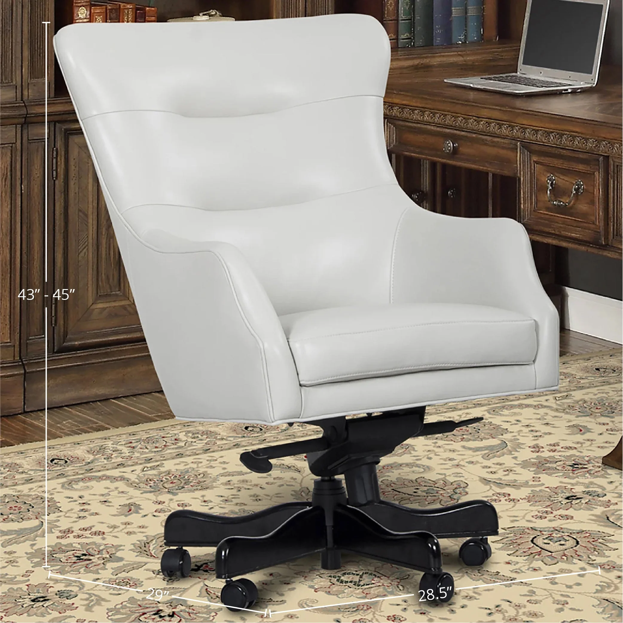DC#122-ALA - ALABASTER Leather Desk Chair - Image 5
