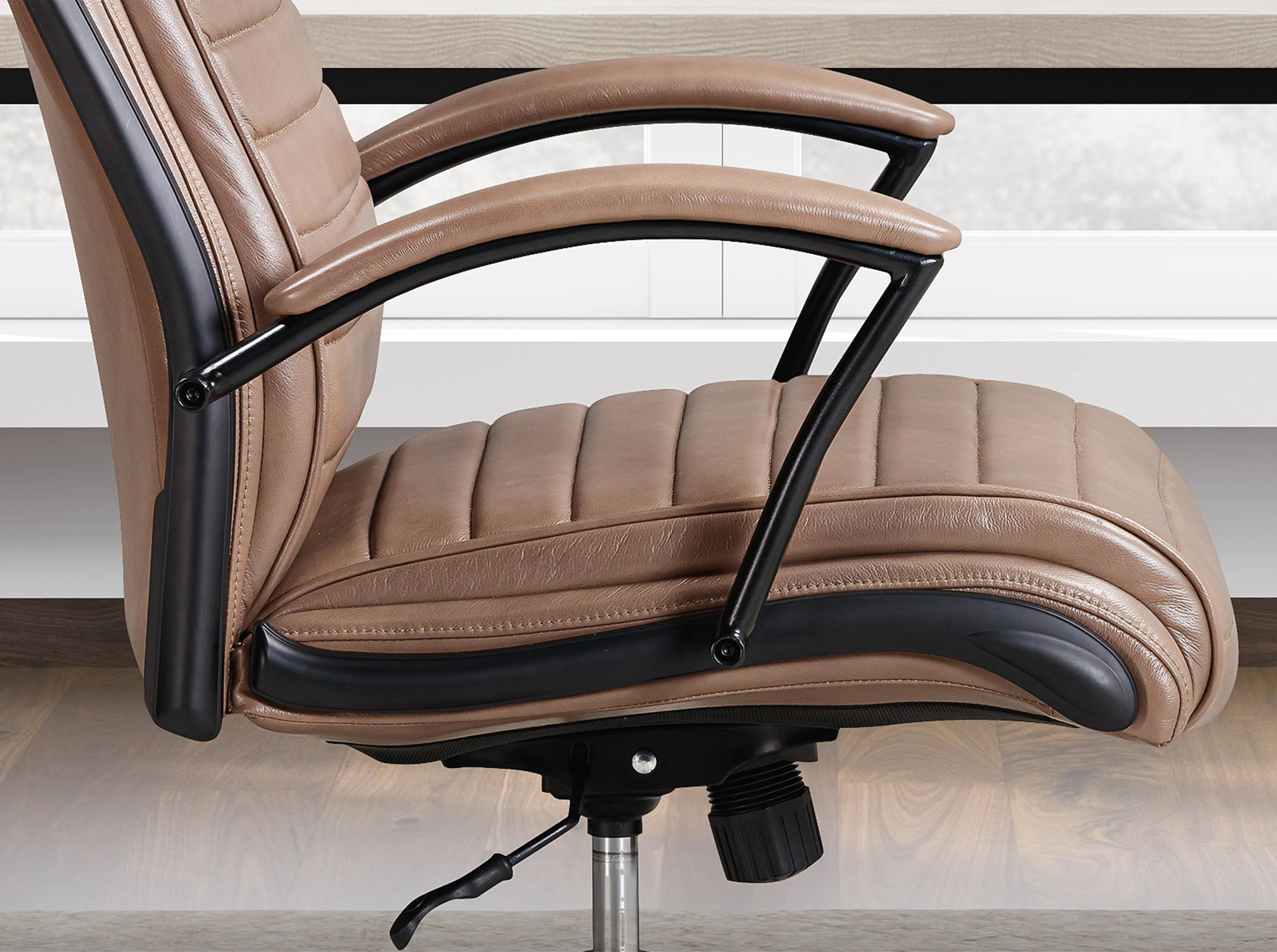 DC#370-SMLT - SMOOTH LATTE Leather Desk Chair - Image 3