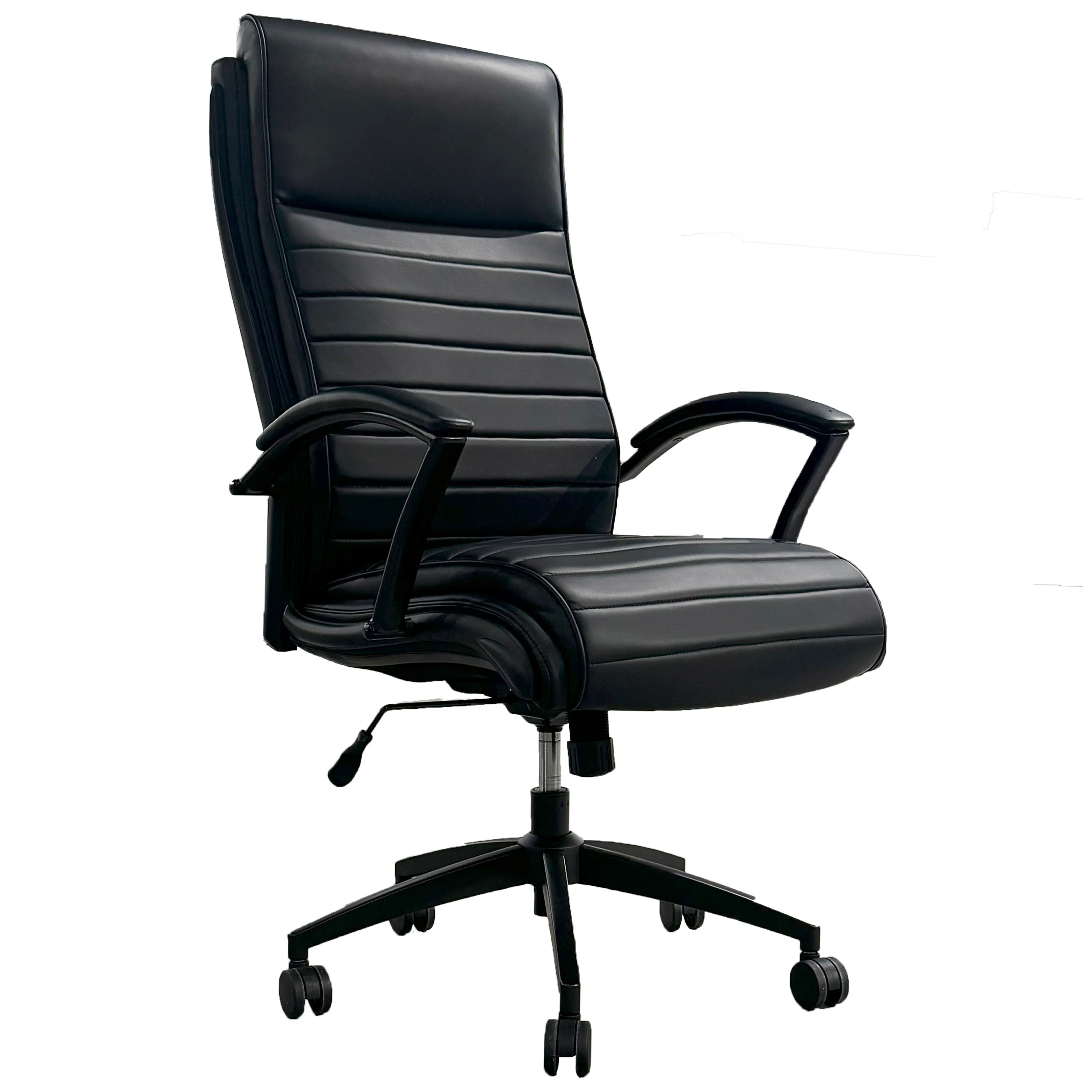 DC#370-SMBK - SMOOTH BLACK Leather Desk Chair - Image 7