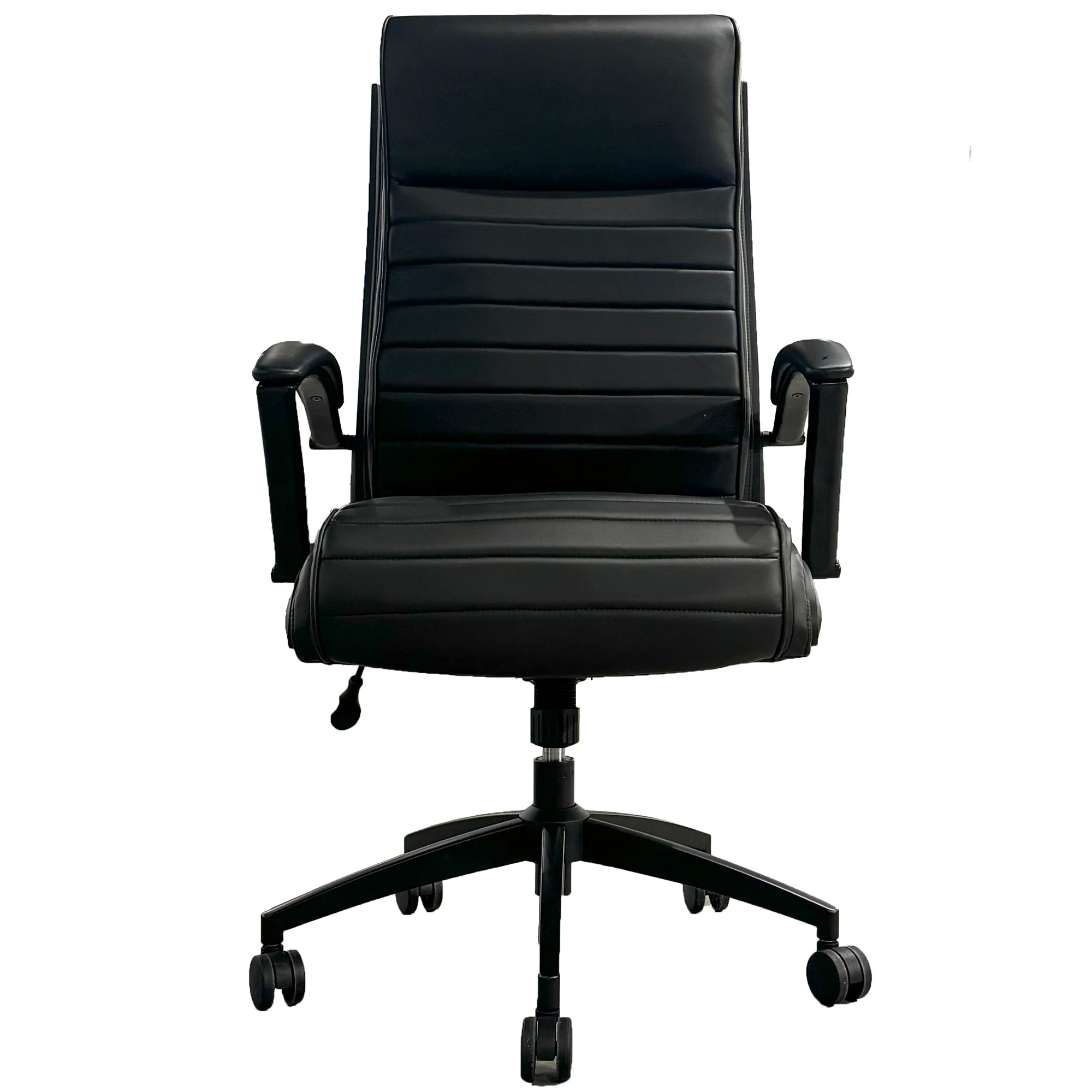 DC#370-SMBK - SMOOTH BLACK Leather Desk Chair - Image 8