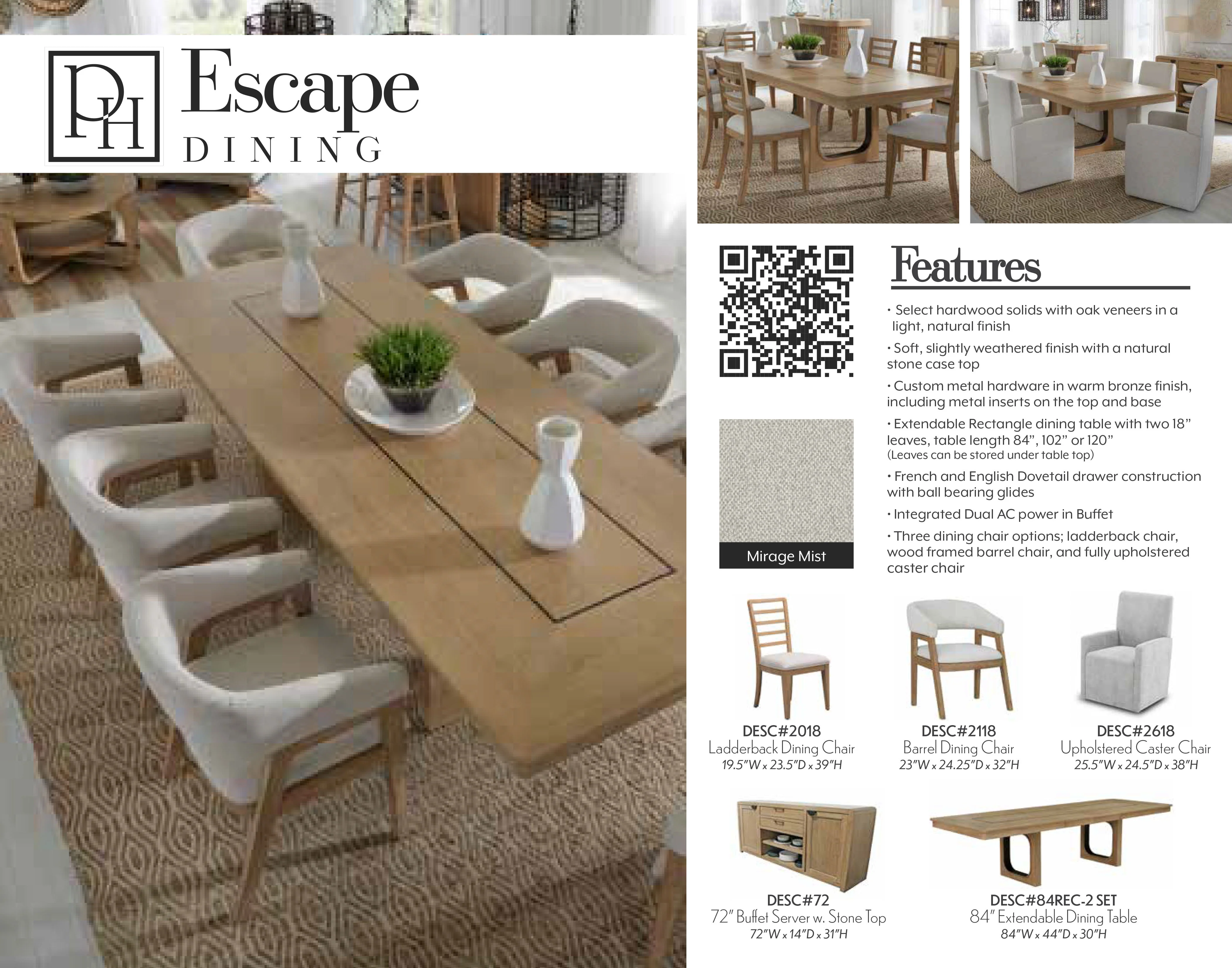 ESCAPE Dining Upholstered Caster Chair - Image 6