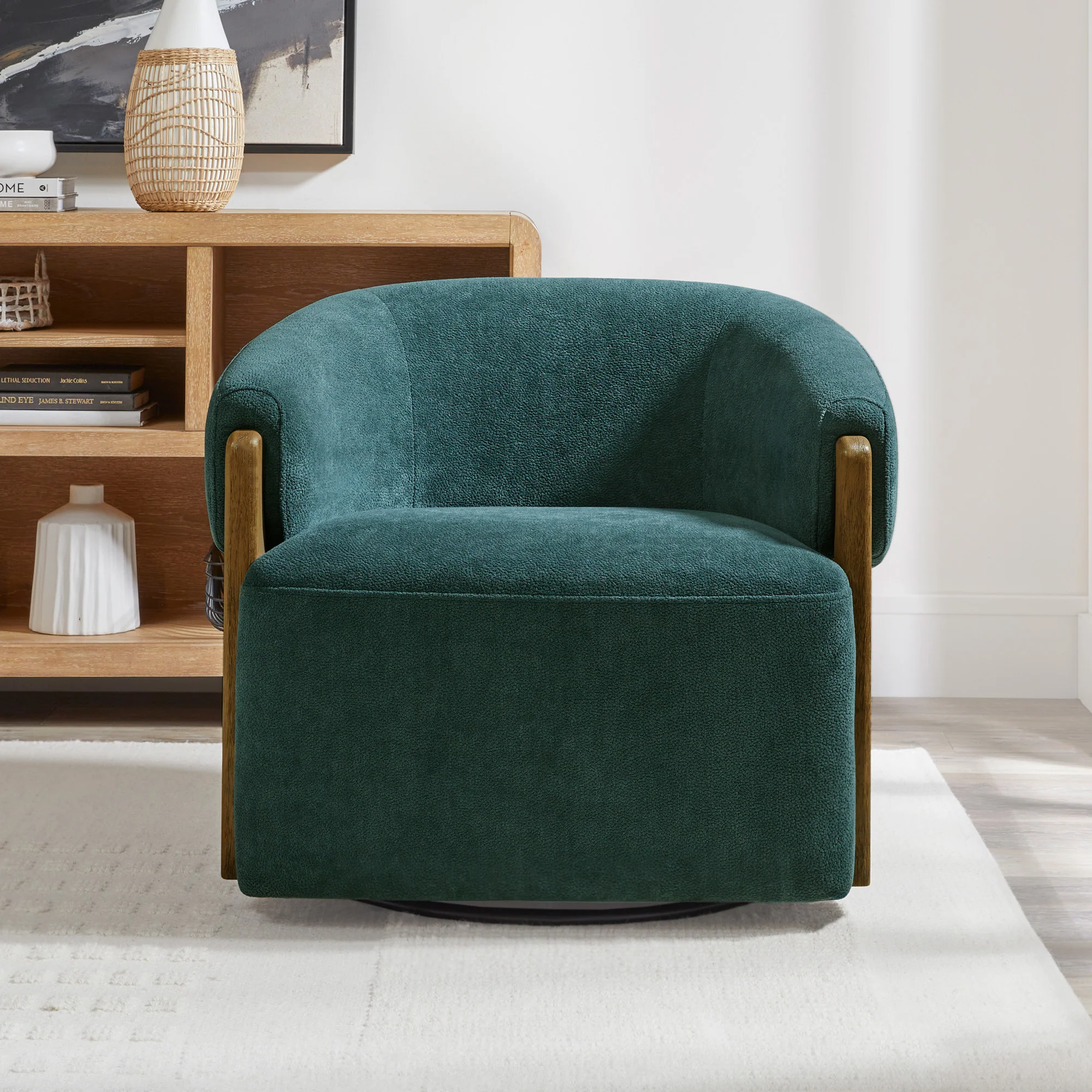 FINLEY - ISLAND TEAL Swivel Accent Chair - Image 3
