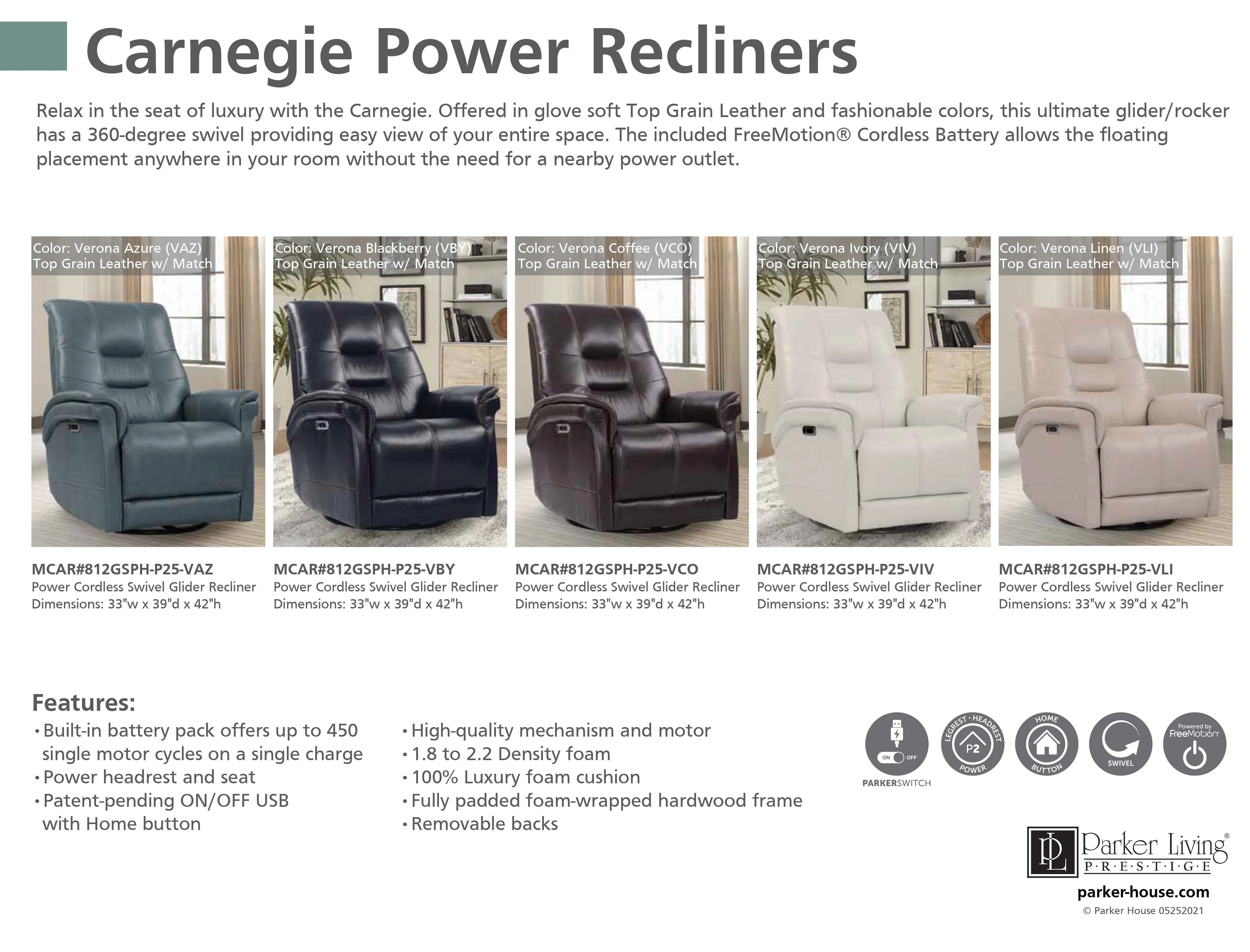 CARNEGIE - VERONA IVORY - Powered By FreeMotion Power Cordless Swivel Glider Recliner - Image 3