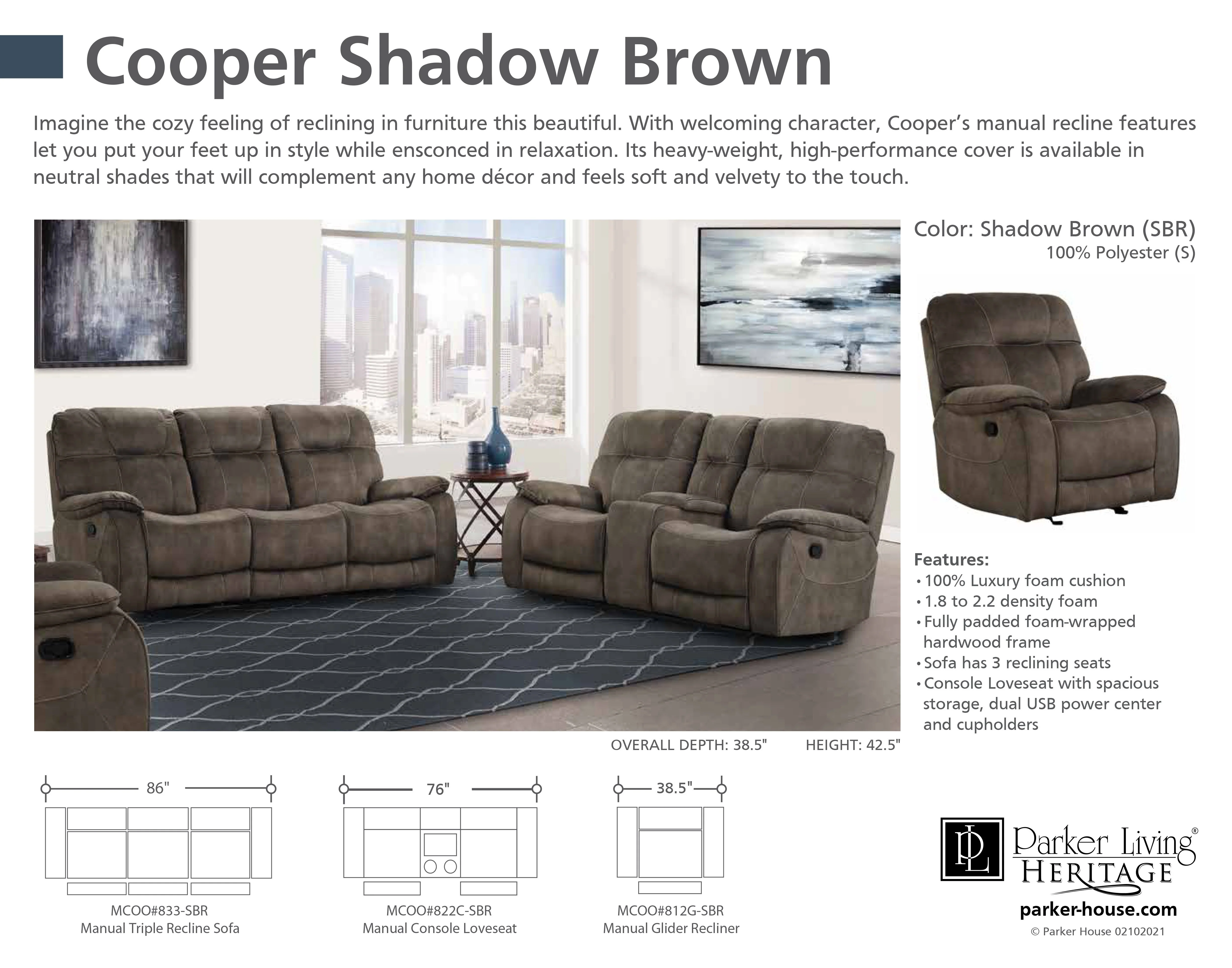 COOPER - SHADOW BROWN Manual Console Loveseat - Image 6