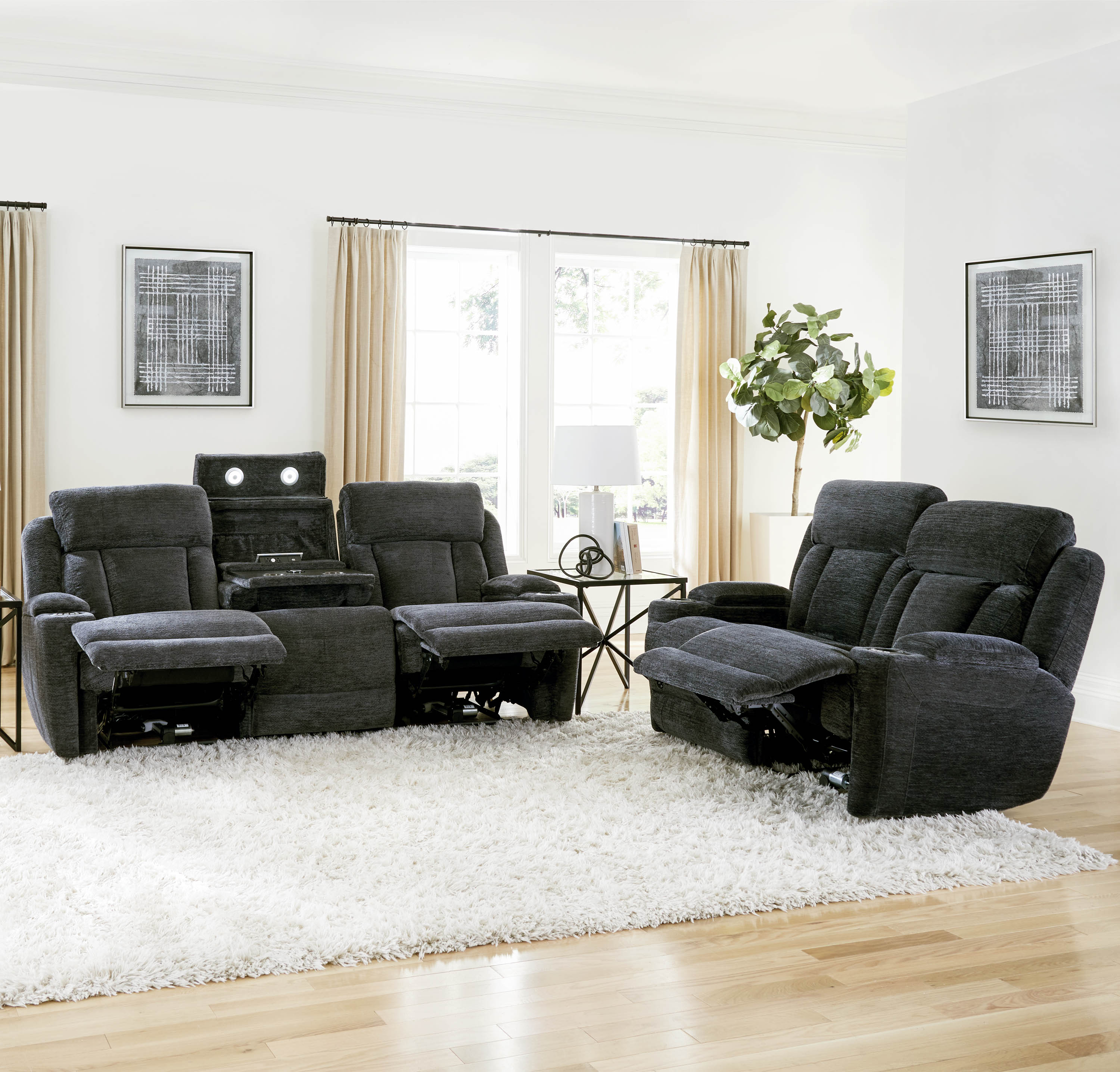 DALTON - LUCKY CHARCOAL Power Sofa - Image 5