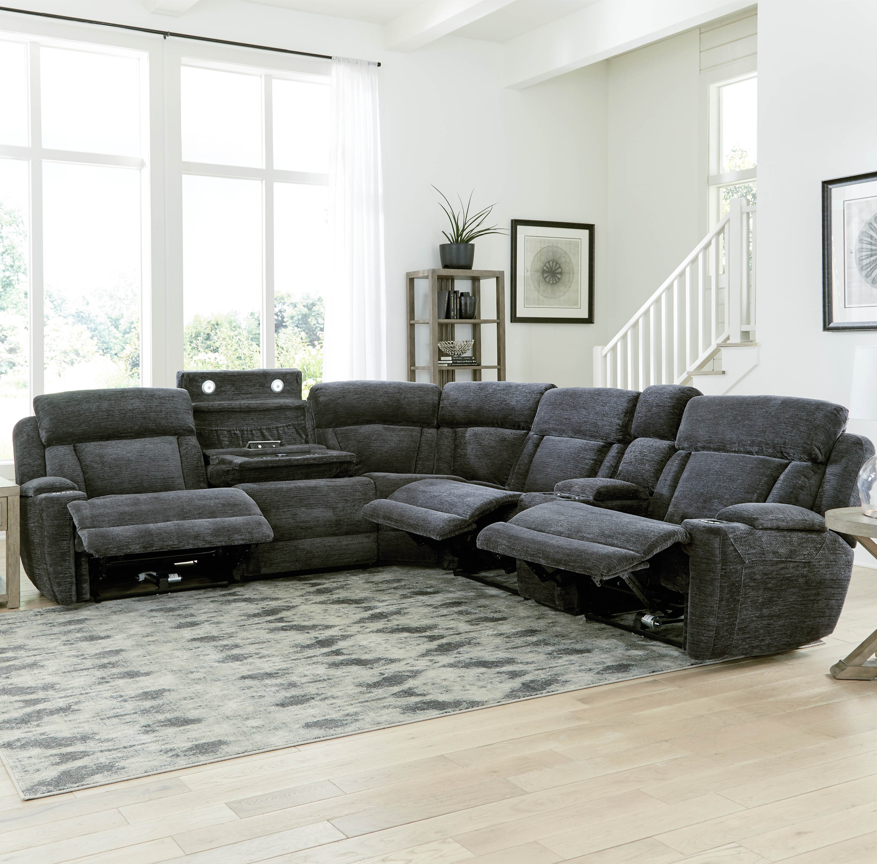 DALTON - LUCKY CHARCOAL 6pc Power Reclining Sectional - Image 3