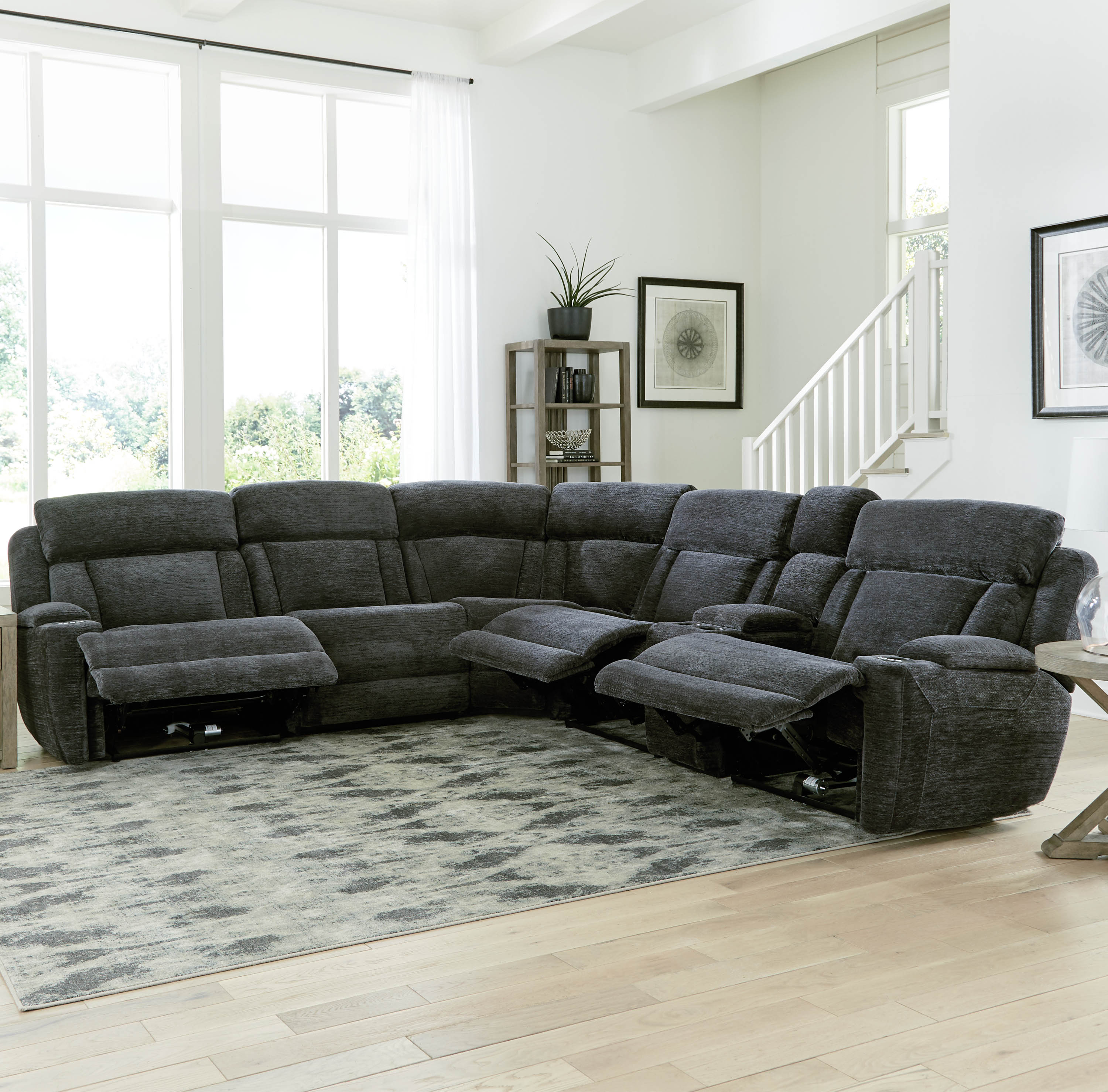 DALTON - LUCKY CHARCOAL 6pc Power Reclining Sectional - Image 4