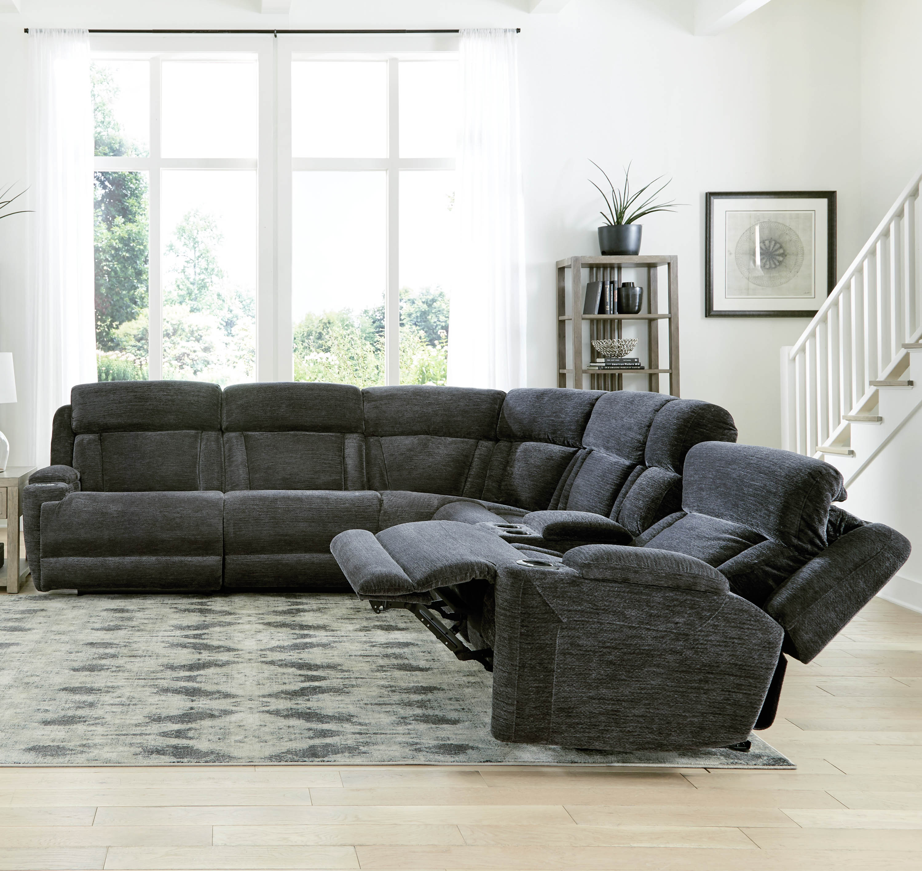 DALTON - LUCKY CHARCOAL 6pc Power Reclining Sectional - Image 5