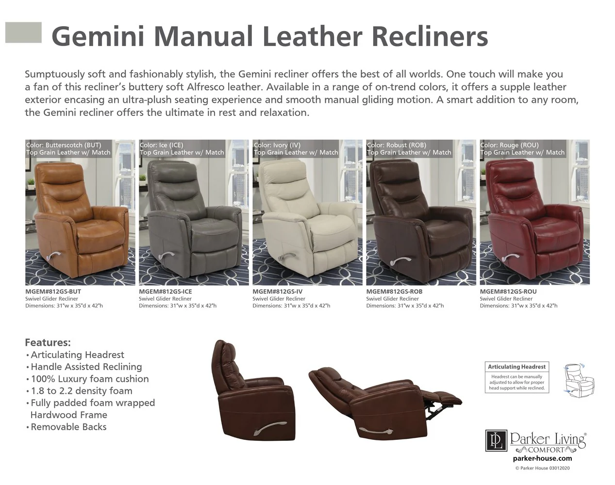 GEMINI - BUTTERSCOTCH Manual Swivel Glider Recliner - Image 10