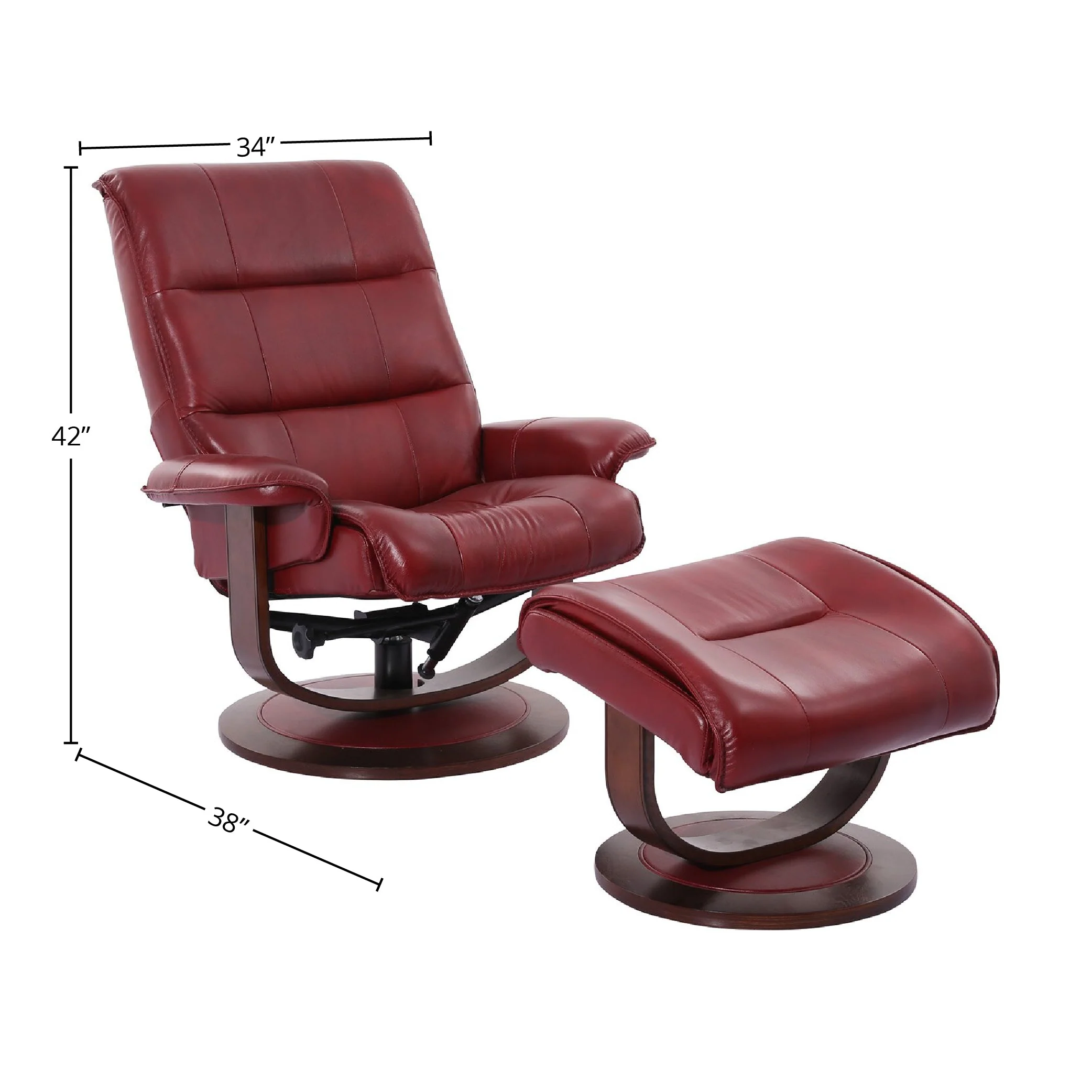 KNIGHT - ROUGE Manual Reclining Swivel Chair & Ottoman - Image 3