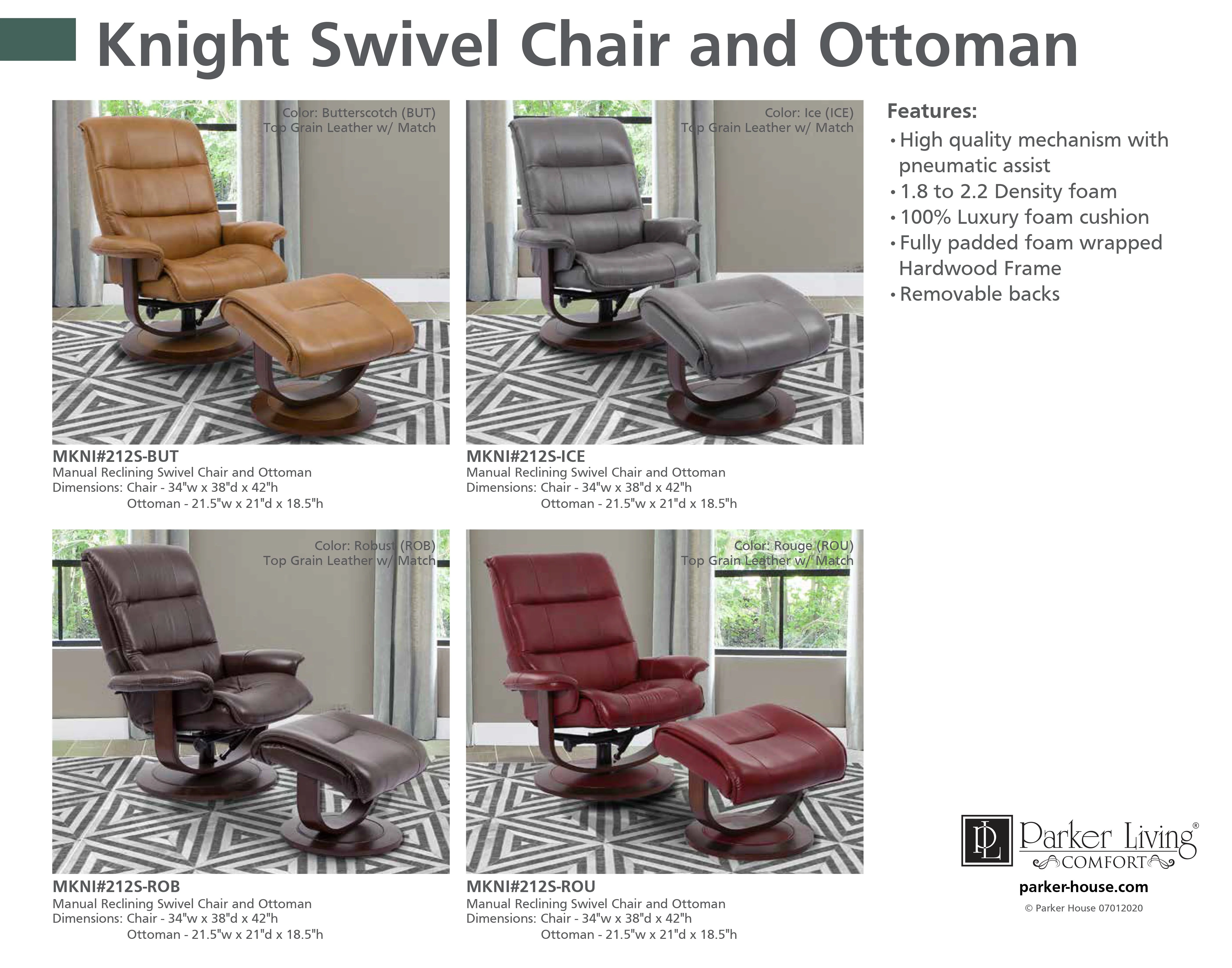 KNIGHT - ROUGE Manual Reclining Swivel Chair & Ottoman - Image 4
