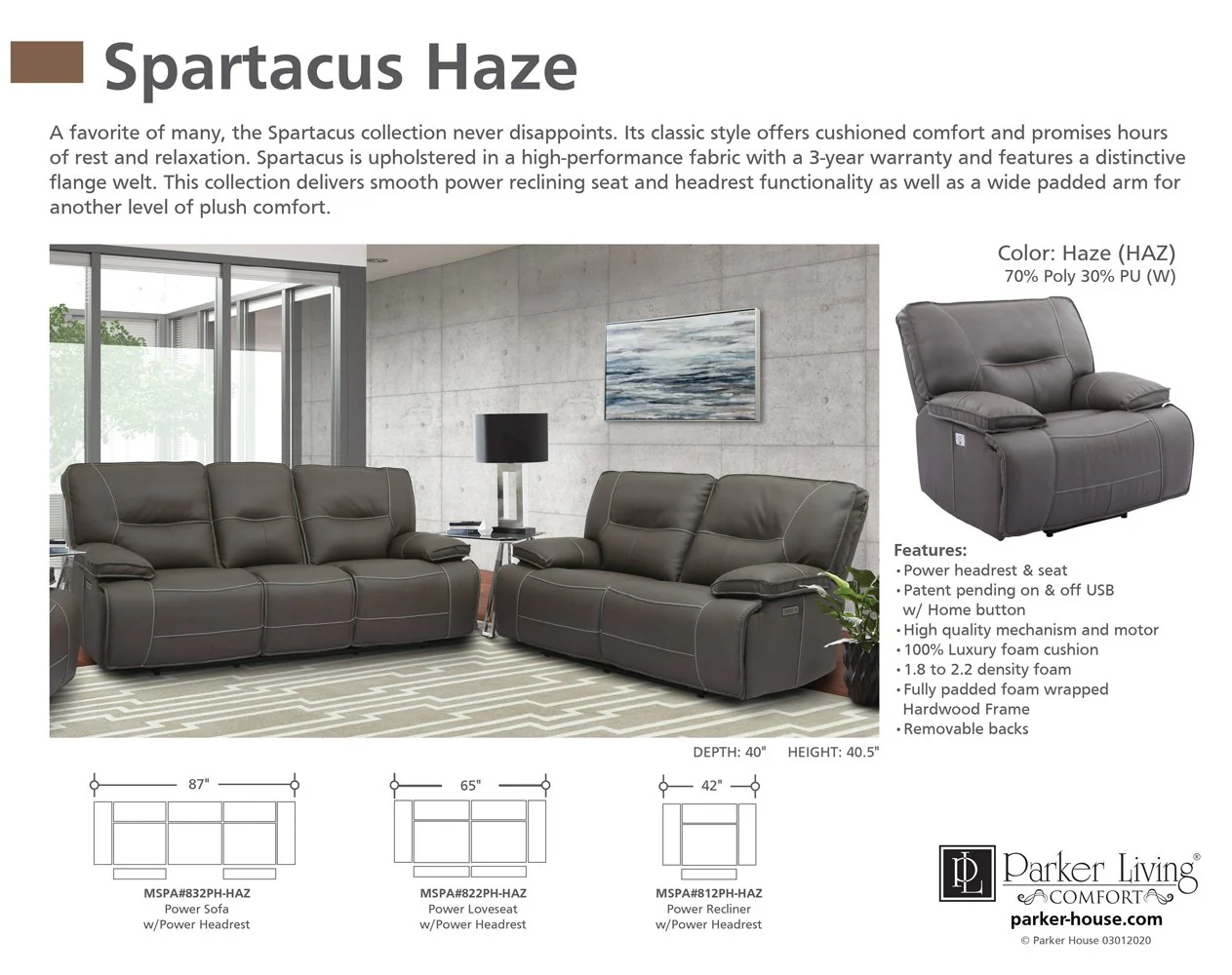 SPARTACUS - HAZE Power Loveseat - Image 4