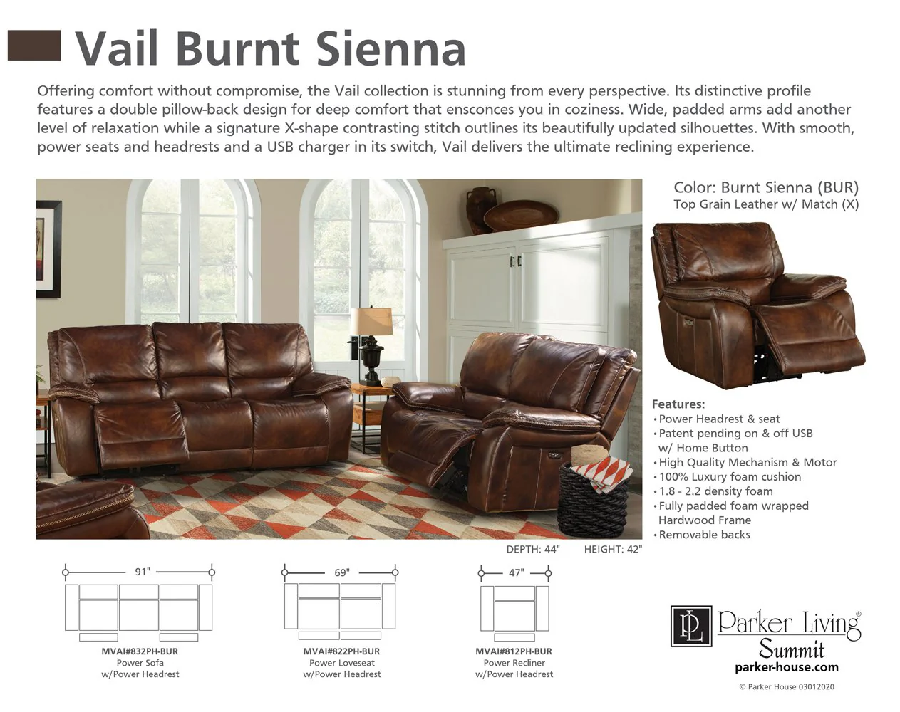 VAIL - BURNT SIENNA Power Loveseat - Image 8