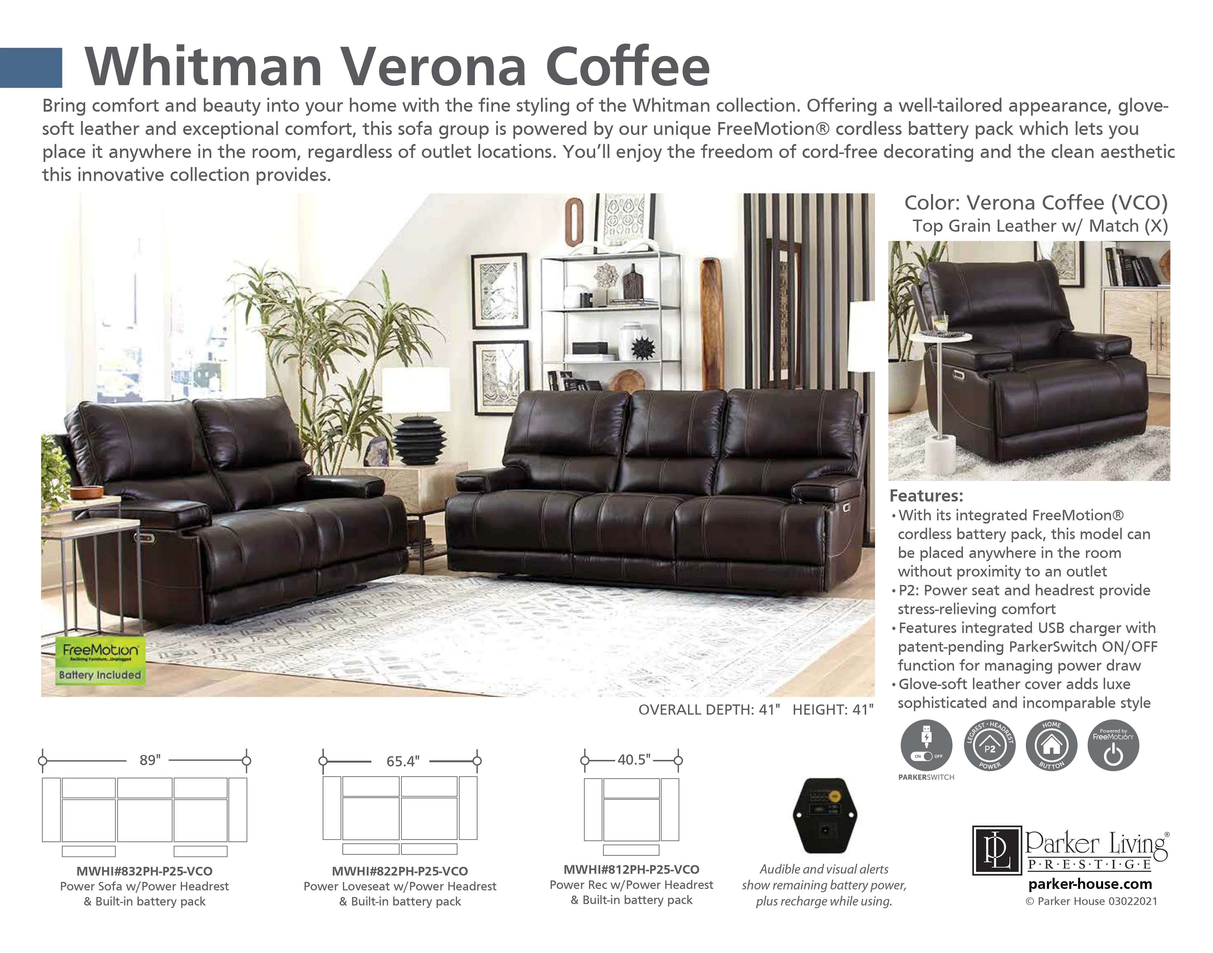 WHITMAN - VERONA COFFEE Powered By FreeMotion Power Reclining Collection - Image 4