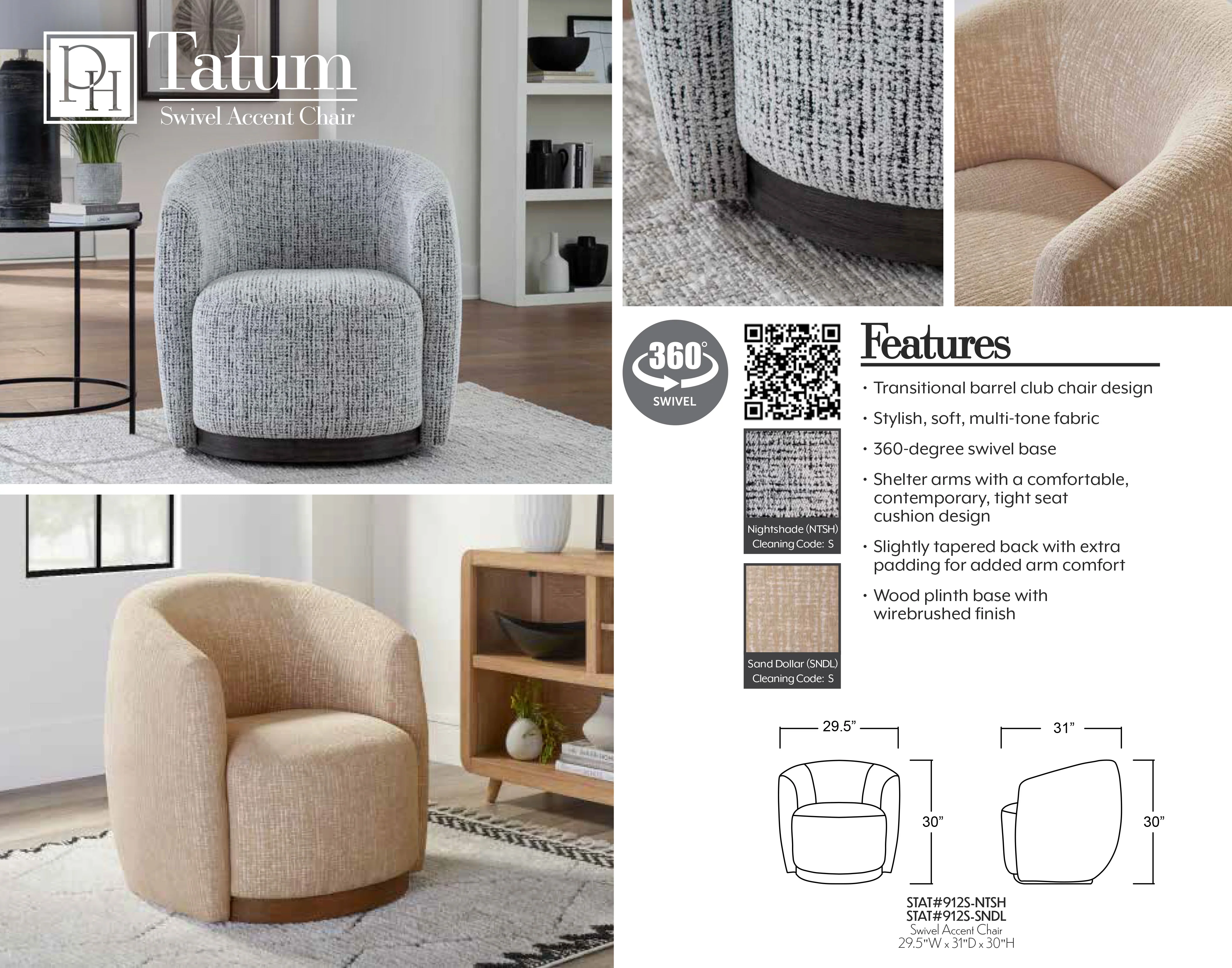 TATUM - SAND DOLLAR Swivel Accent Chair - Image 9
